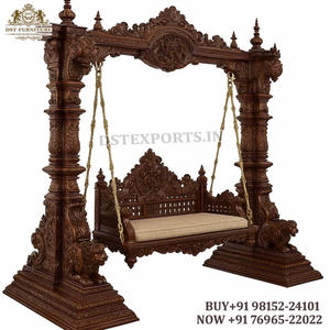 Columpio doble de diseño moderno en madera de teca maciza, con tallado elaborado, para el hogar, columpio de lujo hecho a mano estilo Maharaja. - Product Image 6