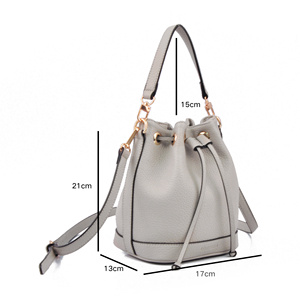 Recycle Product Recycle <b>Bag</b> Leather <b>Women's</b> Gray <b>Bucket</b> Handbag Drawstring Shoulder <b>Bag</b> Minimalist Style Daily Use - Product Image 4