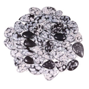 100% meilleure qualité naturel flocon de neige obsidienne plat mélange forme et taille Cabochon certifié pierre précieuse en vrac fait à la main faisant des bijoux - Product Image 1