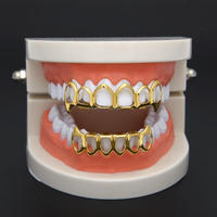 6 En 6 parrillas de dientes de oro de diamante sin moissanita personalizadas un solo diente 14K 10K oro sólido brillante Bling superior e inferior Grillz