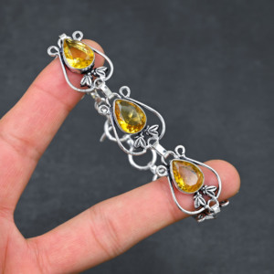 Elegante Collar de Plata de Ley 925 con Diseño de Hoja de Citrino Amarillo, Joyería de Moda Hecha a Mano con Cadena de Eslabones para Mujeres, para Cristianas - Product Image 4