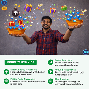 Système de jeu interactif de suivi corporel Fill The Basket pour les aires de jeux intérieures pour enfants, kit de jeu numérique à capteur de mouvement – INEK00031 - Product Image 4