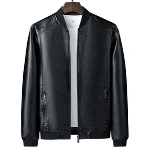 2024 mejor diseño de tendencia Venta caliente de alta calidad de impresión de logotipo personalizado hombres mangas de cuero Stand Collar hombres chaqueta - Product Image 3