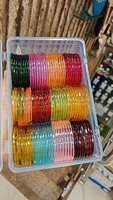 Ensemble de bracelets en verre de style cachemire, transparents et colorés, plaqués or, légers, assortis, pour femmes indiennes, pour mariage