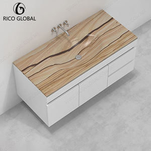 RICO GLOBAL Modern <b>Wall</b> Mounted Bathroom Vanity Solid Wood Top Stone Basin 60 In Contemporary Design With Drawers - Product Image 4