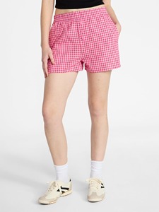 HAMSUB INDUSTRY Short Oxford à carreaux rouges pour femme, taille mi-haute, fermeture boutonnée, style sexy et club, 100% coton respirant et écologique - Product Image 2