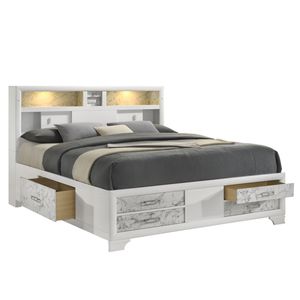 Letto pieno anima stile moderno con cassetti in legno in bianco NJ inventario - Product Image 5