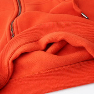 Heavyweight Oversized Men <b>Hoodies</b> <b>Orange</b> Full Zip Fleece Varsity Embroidered Letter Winter Wear Private Label Manufacturer - Product Image 4