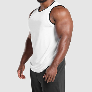 Camiseta sin mangas con diseño de rayas y cuello redondo para hombre, top de entrenamiento pesado, chaleco oversize para hombre - Product Image 2