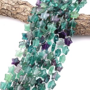 Cuentas de fluorita natural verde púrpura en forma de estrella, redondas y lisas, hilo de 15.5 pulgadas, cuentas sueltas para la fabricación de joyería al por mayor. - Product Image 1