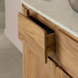 Buffet Vandana Radiant Pebble en bois d'acacia et marbre blanc - Product Image 4