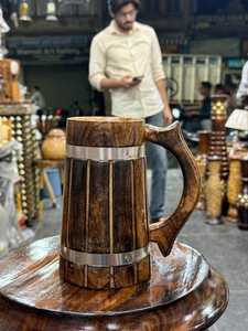 Mug en bois poli écologique style corne de Viking, chopes rustiques Viking avec doublure en acier inoxydable - Product Image 6