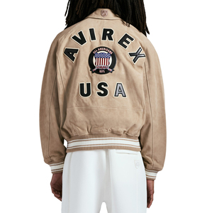 Men's <b>Suede</b> Bomber <b>Jacket</b> With Embroidered Patch Design Turn-down Collar Zipper Closure Casual Autumn Wear - Product Image 4
