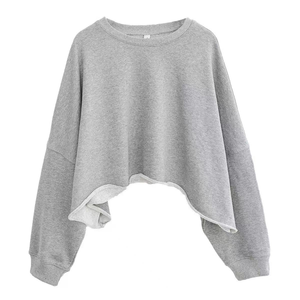 Sudadera con capucha corta de felpa gruesa estilo francés para mujer, estilo americano, informal, de longitud corta, para otoño e invierno, con dobladillo ancho, cálida - Product Image 6