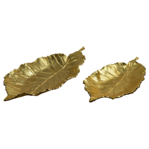 <b>Trays</b> Irregular Shaped and Plated Finishing Design Leaf <b>Serving</b> <b>Trays</b> Set of Tow for Home Restaurant and Hotel Decor - Product Image 1