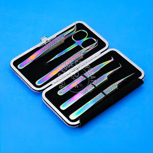 Pince à épiler d'extension de cils ergonomique de haute qualité pince à cils à pointe en fibre pince à cils en acier inoxydable ensemble pour l'isolement - Product Image 1