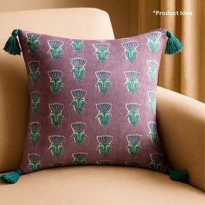 Tissu textile indien haut de gamme en coton pur tissé, imprimé à la main au bloc, non toxique, écologique, pour literie, vaisselle, ameublement et décoration. - Product Image 1