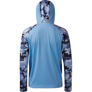 เสื้อเชิ้ตแขนยาวมีฮู้ดลายพรางสีน้ำเงินสำหรับผู้ชาย ระบายความชื้น แห้งเร็ว ป้องกันรังสียูวี ทรงพอดีตัว เสื้อคลุมฤดูร้อน - Product Image 6