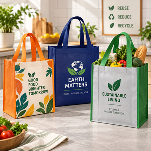 Green Living <b>Reusable</b> Nonwoven Tote <b>Bag</b> Hand Length Handle Eco Friendly <b>Shopping</b> <b>Bag</b> Multiple Colors Available - Product Image 3