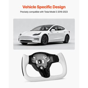 Volante in Fibra di Carbonio a Forma di D con Fondo Piatto e Impugnatura in Pelle Riscaldata per Tesla Model 3 2016-2023 - Product Image 2