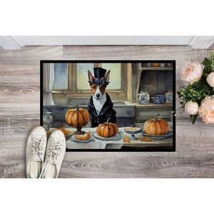 Basenji Automne Cuisine Citrouilles Paillasson 24H X 36W Intérieur Extérieur Antidérapant Lavable Low Pile Tapis pour Entrée Tapis de Porte Avant - Product Image 2