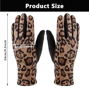 Gants d'hiver chauds pour femmes, imprimé léopard, tactiles, décontractés, pour la conduite en extérieur, en tricot doublé polaire, vente en gros - Product Image 6