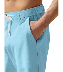 Pantalones Cortos Deportivos Casuales de Verano para Hombre, de Felpa, de Secado Rápido, Antiarrugas, con Dobladillo Dividido Bordado, Cintura Elástica Alta, Transpirables y Holgados - Product Image 3