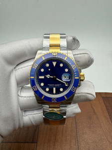 Montre de plongée automatique à cadran bleu bicolore, lunette en acier inoxydable, fenêtre de date, bracelet, verre saphir, mouvement ETA, style Hip Hop - Product Image 3