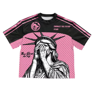 Maillot de football personnalisé à motif graphique, T-shirt de sport en maille oversize, imprimé statue, streetwear, manches courtes, vente en gros - Product Image 5