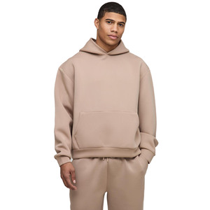 Ensemble sweat-shirt à capuche et jogging beige pour homme, manches longues, couleur unie, survêtement décontracté, coupe ample avec poches latérales, vêtements d'automne - Product Image 6