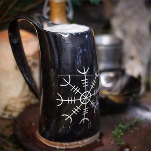 Taza de cuerno para beber genuina antigua para cerveza, vino, hidromiel y cerveza, buey y cuerno de búfalo, taza de cuerno de jarra, vasos de Falak World Export - Product Image 6