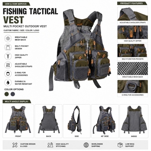 Unisex Summer Waterproof Breathable 100% Cotton Soft Shell Anti-Bacterial Sleeveless Fishing <b>Vest</b> Multiple Pockets Polyester - Product Image 6