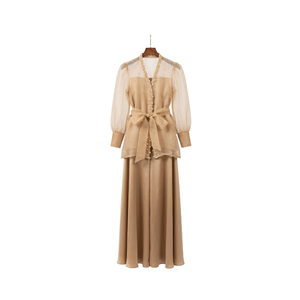 Robe longue portefeuille pour femme, imprimé floral bohème, avec ourlet à volants, taille ajustable à nouer, tissu léger pour les vacances à la plage - Product Image 1