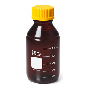 Corning for PYREX Low Actinic Borosilicate <b>Glass</b> Storage <b>Bottles</b> 125ml <b>500ml</b> with Screw Cap for Light-Sensitive Samples - Product Image 1