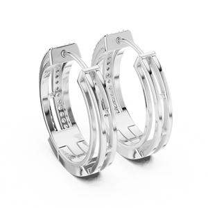 UNIQUE LAB GROWN BRILLIANT CUT DIAMOND <b>HUGGIE</b> EARRINGS SET 18KT WHITE <b>GOLD</b> RHODIUM PLATED LUXURY CERTIFIED DAILY/ PARTY WEAR - Product Image 3