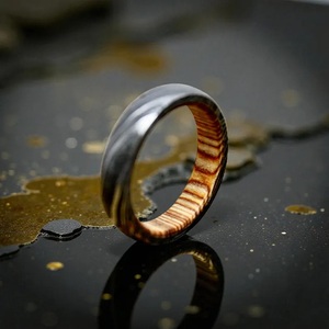 Hot Selling Handmade Wood Damascus Steel Ring for Men Women Wedding Band Fashion Party Ring Custom Latest Design OEM Supplier - Product Image 4