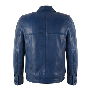 Men’s Genuine Lambskin Napa <b>Leather</b> Bomber <b>Jacket</b> Classic Collar Button Front <b>Retro</b> Blouson Casual <b>Leather</b> <b>Jacket</b> Custom Logo - Product Image 2