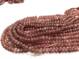 Cuentas lisas de cuarzo rosa fresa natural de 7-8 mm, vendidas por hebra de 8 pulgadas de largo. - Product Image 2
