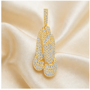 Collier de luxe chrétien avec pendentif mains de Jésus en prière, en argent 925 plaqué or, serti de moissanite et de diamants, cadeau, breloques personnalisées tendance - Product Image 4