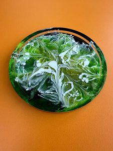 Handcrafted Lightweight Resin Serving Tray with Green & White Natural Finish Food Safe Decorative Organizer Gift Tray Home <b>D</b>écor - Product Image 5