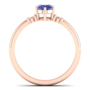 Bagues de fiançailles REYES au design classique en or rose 14 carats avec moissanite, élégantes, taille ronde, pierre précieuse tanzanite 1,3 carat, bijoux raffinés - Product Image 4