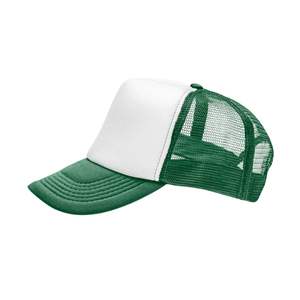 Casquette trucker en mesh vert et blanc personnalisée, haute qualité, 5 panneaux, fermeture snapback en mousse, pour hommes et femmes, vêtements de sport et athlétiques - Product Image 3