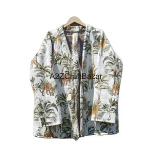 Chaqueta Bomber de Algodón Indio Sostenible con Estampado Animal Hecho a Mano para Mujer, Chaqueta Acolchada de Punto, Reversible, con Cinturón, Transpirable, Cuello en V - Product Image 6
