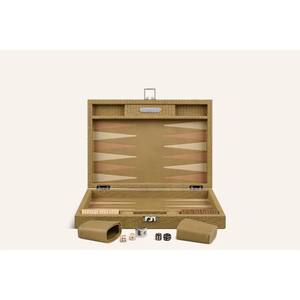 Juego de Backgammon de Cuero con Patrón Tejido a Mano |   Maletín Plegable de Lujo con Dados y Fichas de Precisión - Product Image 1
