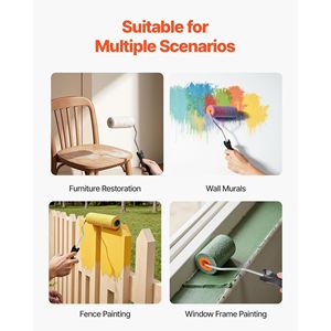 โครงลูกกลิ้งทาสีขนาด 4 นิ้ว น้ำหนักเบา พร้อมด้ามจับ อุปกรณ์ทาสีขนาดเล็กสำหรับทาผนังบ้าน ใช้ได้กับลูกกลิ้งขนาดเล็ก 4 ชิ้น - Product Image 6