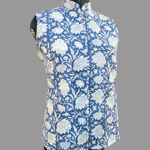 Veste courte matelassée unisexe sans manches, imprimé floral vintage en coton, coupe-vent, avec boutons - Product Image 6