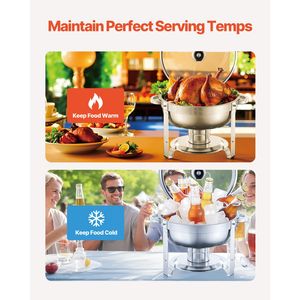 Set da Buffet in Acciaio Inox da 5 Qt, 2 Pezzi, Scaldavivande per Catering con Coperchio in Vetro, Vassoi di Servizio a Tutta Grandezza - Product Image 3