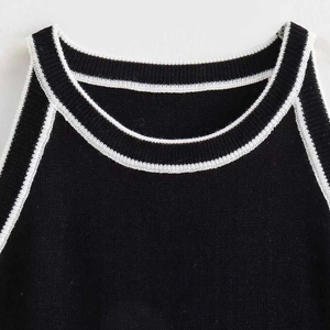 Women's Eco-Friendly Breathable Quick Dry 100% Cotton Knitted Solid Color Halter Neck Crop Tank <b>Top</b> Hip Hop Style Green - Product Image 3