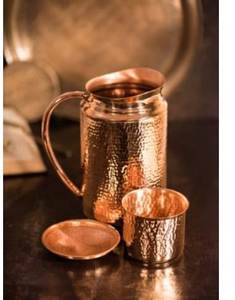 Copper Water Jug With Lid And Matching <b>Cup</b> Vintage Style Home Drinkware Large Capacity <b>Set</b> - Product Image 3