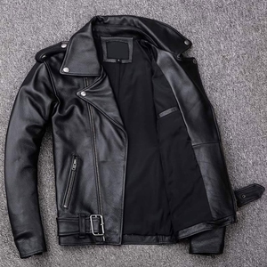 Chaquetas Unisex de Cuero Genuino Recubierto para Hombre, Estilo Invernal, Cuello Alto, Piel de Vaca, Estilo Urbano, Alta Calidad - Product Image 5